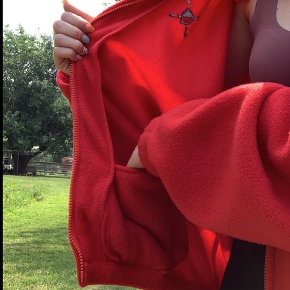 Vintage Bugle Boy Cozy Fleece Full-zip Jacket Unisex Plush Soft! Bright Red - Picture 10 of 15